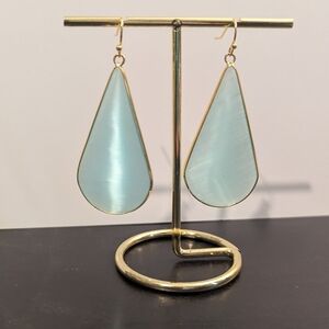 Moonstone Gold and Blue Teardrop Earrings
